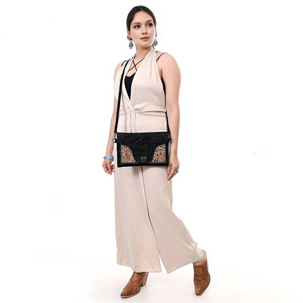 ADBG1641 Tooled Leather Crossbody - Western Handmade Bag by American Darling