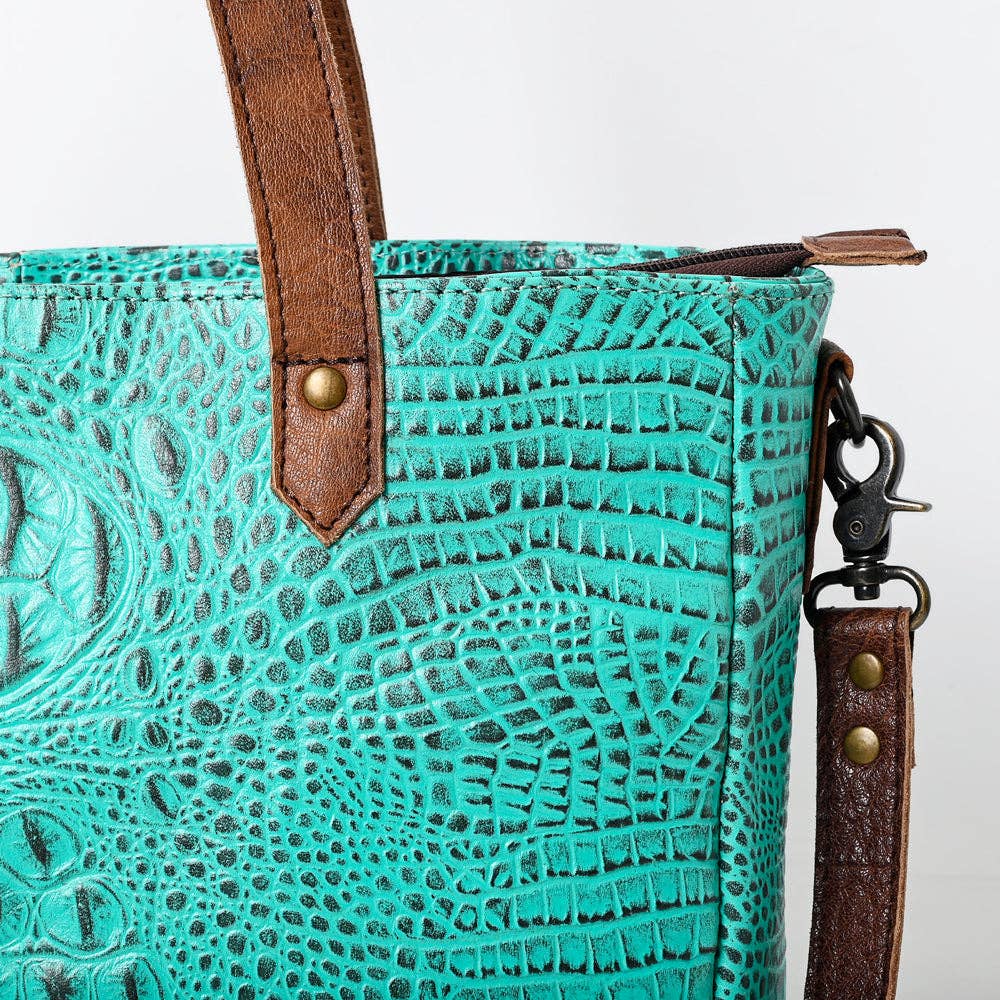 LC-ADBG957 Tote Crocodile Embossed Genuine Western Leather Bag Mae