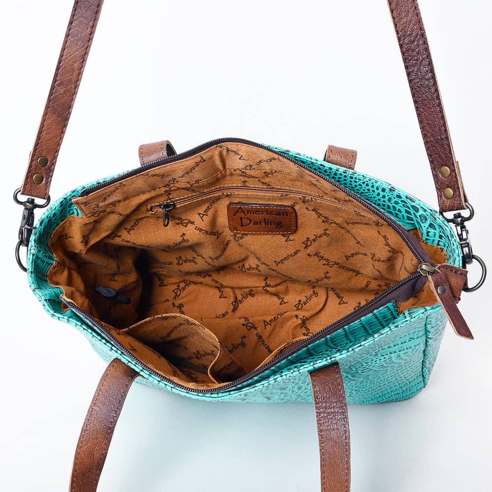 LC-ADBG957 Tote Crocodile Embossed Genuine Western Leather Bag Mae