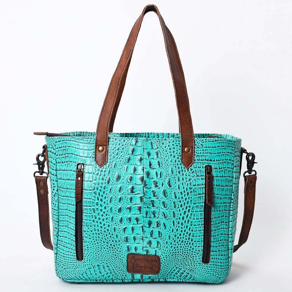 LC-ADBG957 Tote Crocodile Embossed Genuine Western Leather Bag Mae