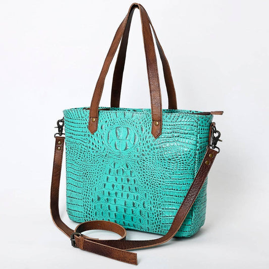 LC-ADBG957 Tote Crocodile Embossed Genuine Western Leather Bag Mae