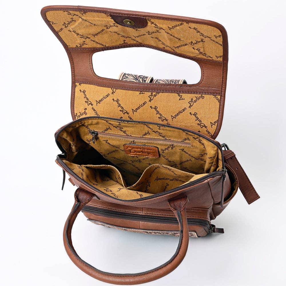 LC-ADBG1088 Hand-Tooled Turquoise Embossed Leather Western Backpack-American Darling