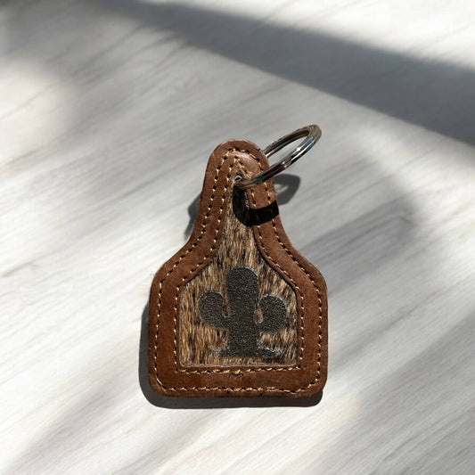 Brown Cactus cowhide Keychain 