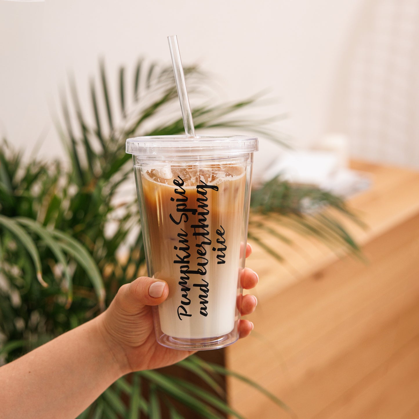 Clear plastic tumbler