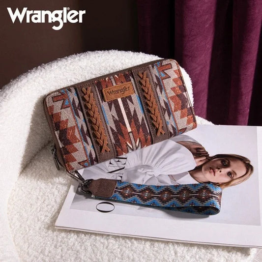 Wrangler Brown and Blue Patterned Women's Wallet
